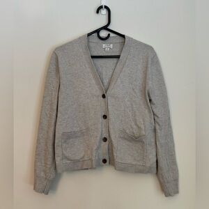 Medium J. Crew Light Grey Cashmere Blend Button-Up Cardigan
